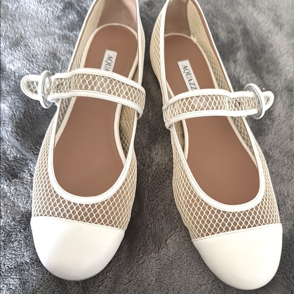 Aquazzura white ballet flats 10.5